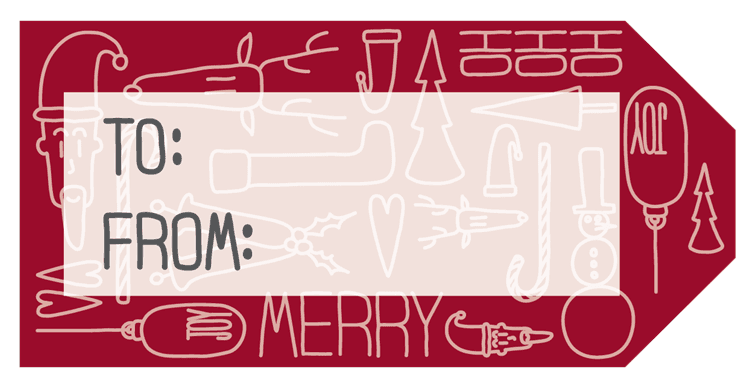 Christmas Line Drawings Gift Tag