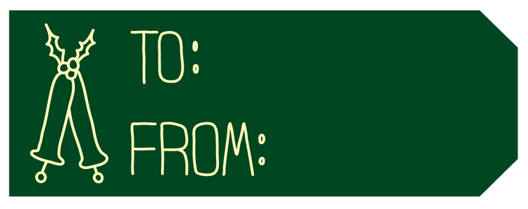 Christmas Line Drawings Bells Gift Tag