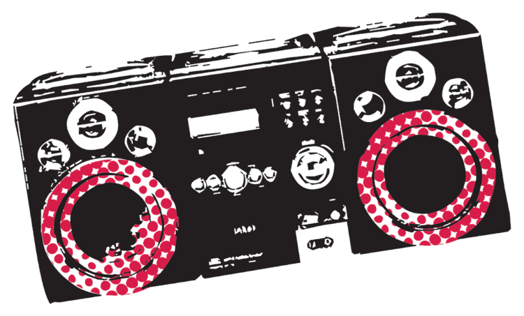 Boom Box Black and White