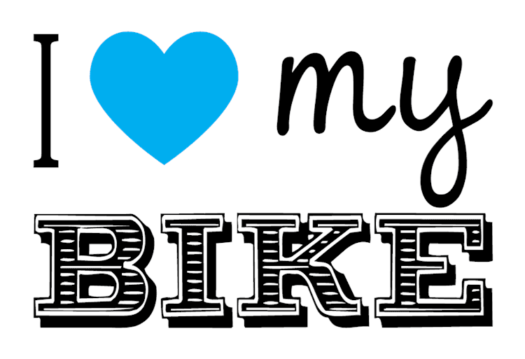 I Love My Bike Blue Heart