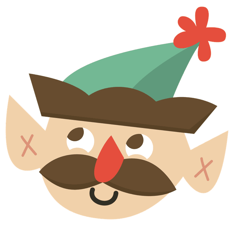 Mustache Christmas Elf Head