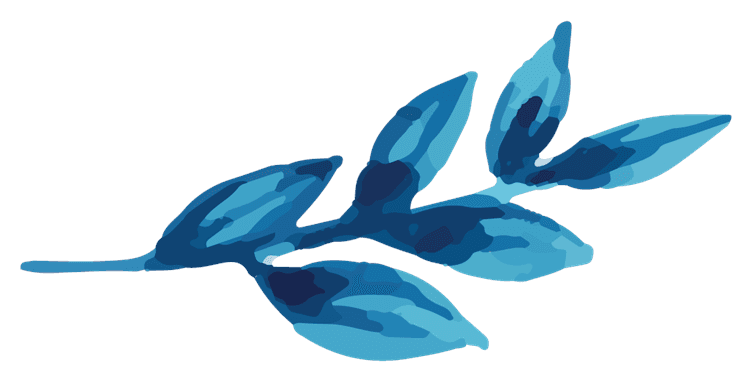 Blue Watercolour Leaf