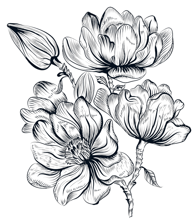 Ink Line Flower Bouquet