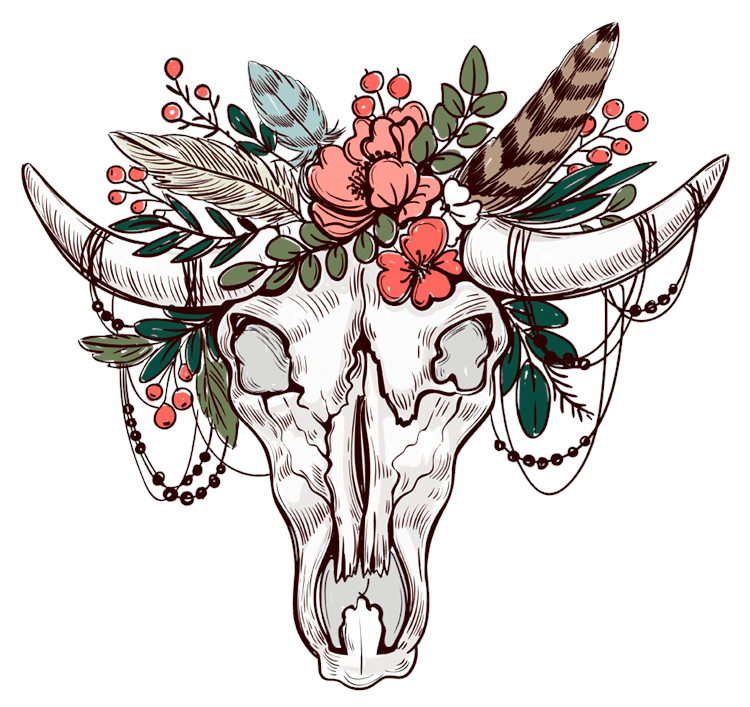 Floral Bovine Skull