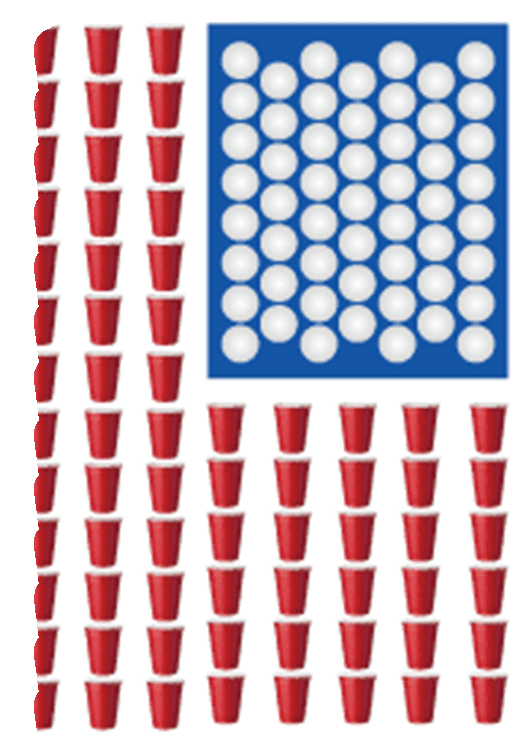 american flag ping pong and beer cups