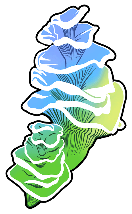 Green Blue Tall Fungi