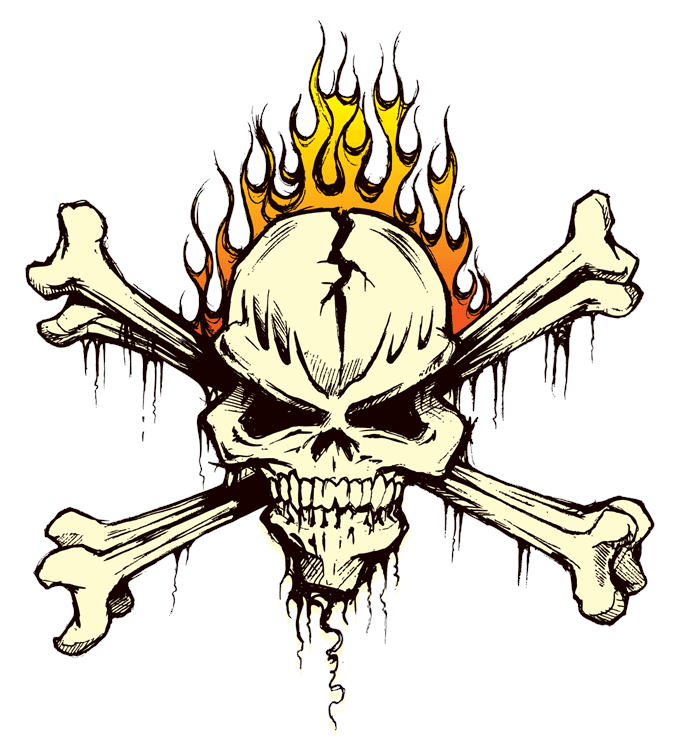 Flaming Skull Crossbones